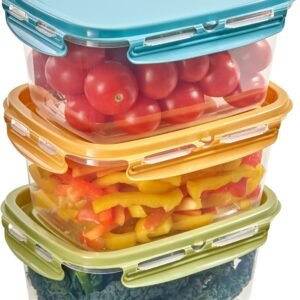 Snips Lock Mixcolor - Set 3 Contenitori Alimenti 1,2 L, Coperchio Salvafreschezza con 4 Chiusure di Sicurezza - Contenitore Alimenti 18,4 x 14 x 12 cm, Frigorifero, Microonde e Lavastoviglie Made in Italy