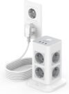TESSAN Multipresa USB con 8 Prese e 3 USB, Protezione da Sovratensione 1700J, Multipresa Elettrica con Cavo da 5M e Interruttore, Grigio