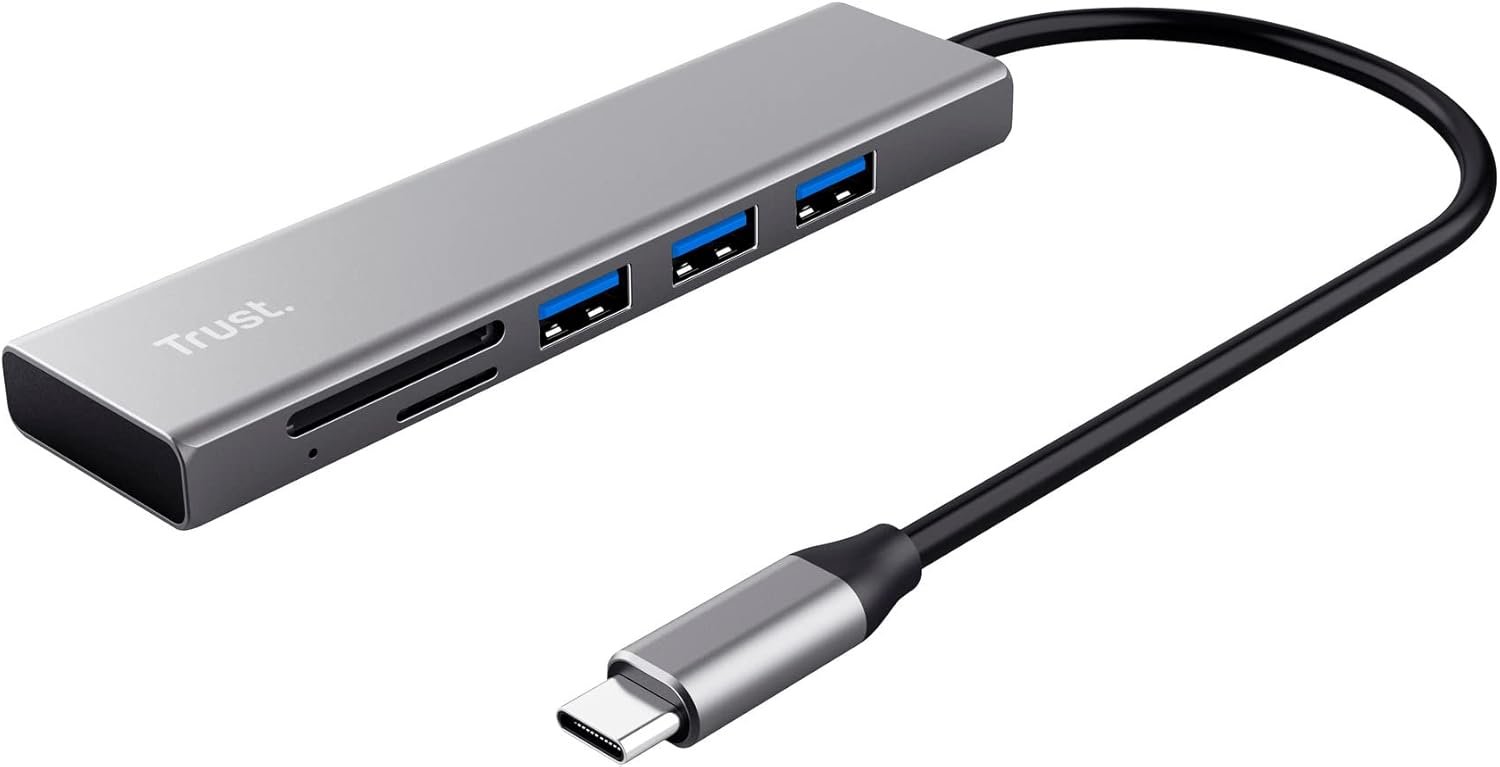 Trust Halyx USB-C Fast Hub and Card Reader, 5Gbps with USB 3.2 Gen 1, SD Card Reader and Micro-SD 104MB/s, (Micro) SD, SDHC and SDXC up to 2TB, PC/Laptop/Macbook/Chromebook - Image 2