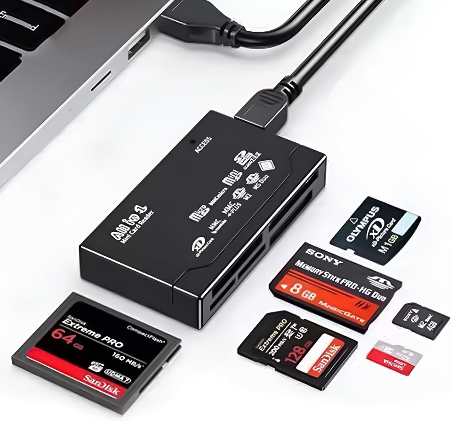 USB 2.0 Memory Card Reader, 6 in 1 Card Reader for SD, TF, CF, Mini SD, SDHC, Windows, Mac, Multi Size Data Transfer Adapter from Memory Cards to PC, Laptop and USB Devices - Image 2