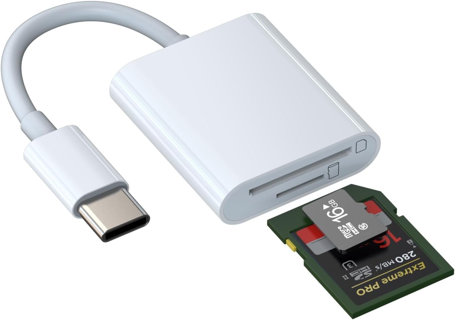 USB C Adapter SD Card Reader and Micro SD (2-in-1) for Apple iPhone 16 15 for iPad MacBook Compatible for Samsung External Camera Memory Card Transfer Data from TF Camera - Image 2