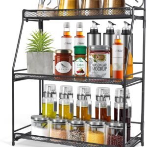 Uten Portaspezie a 3 Livelli, Portaspezie da Cucina, Portaspezie Salvaspazio, Portaspezie, Organizzatore Portaspezie Pieghevole per Cucina, Bagno e Camera da Letto