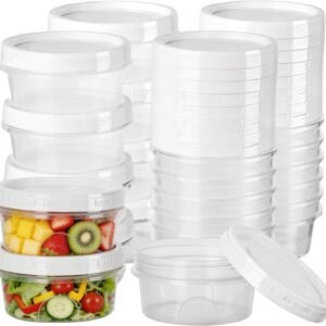VINATO Contenitori per Alimenti da 18 Pezzi, Contenitori per Freezer da 300ML Contenitori per Alimenti Ermetici Piccoli Barattoli di Plastica con Tappo, Lavabili in Lavastoviglie, Utilizzabili nel Microonde e nel Congelatore