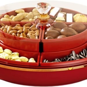 Vassoio da portata per snack, contenitore ermetico a doppio strato per frutta secca, caramelle e snack, scomparti rimovibili, organizer portatile per picnic, feste, per cucina, dispensa, viaggio