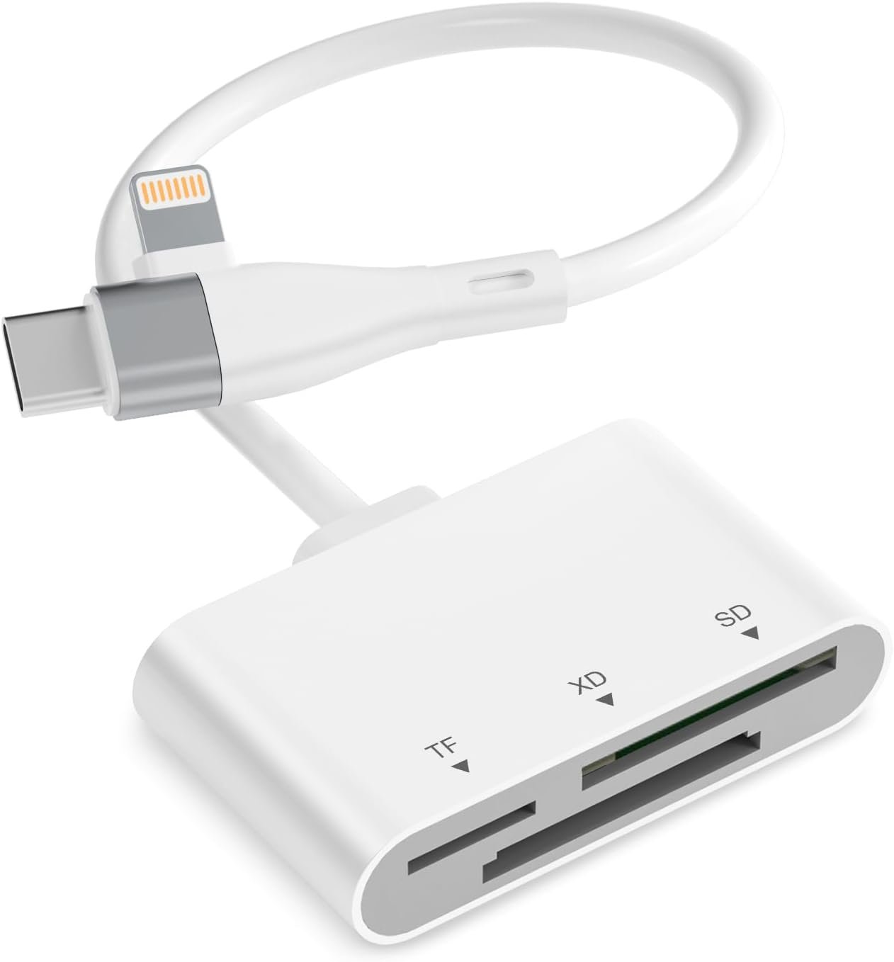 XD Card Reader, Lightning / USB-C Card Reader for iPhone, 3 in 1 SD/TF/XD Adapter for iPhone 17/16/15/14/Macbook/Android/PC, Compatible with Olympus xD Image Card Reader - Image 2
