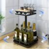 YunNasi Portaspezie per Cucina Portaspezie Girevole in Acciaio Inossidabile Nero Lazy Susan Organizer Scaffale da Cucina (2 Livelli, Quadrato)
