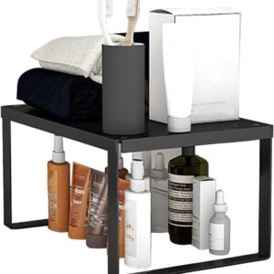 YunNasi Scaffale impilabile in metallo Scomparti per mobili Portaspezie Organizer Piatti Mensola per bagno (1 pezzo, M: 30 x 20 x 15 cm)