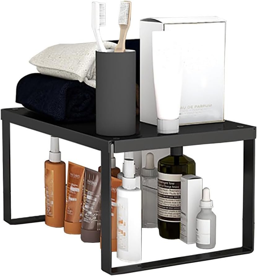 YunNasi Scaffale impilabile in metallo Scomparti per mobili Portaspezie Organizer Piatti Mensola per bagno (1 pezzo, M: 30 x 20 x 15 cm)