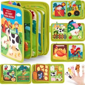 hahaland Busy Board Libro interattivo Montessori 1 anno – Libro silenzioso sensoriale educativo – Giochi Montessori 1 2 3 anni Tavolo in feltro Pannello attività Custodia educativa Regalo per bambini