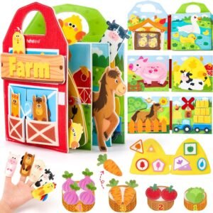 hahaland Libro interattivo Montessori 1 anno – Montessori Tavola occupata Pannello sensoriale in feltro Bambini 1 2 3 anni – Libro tranquillo Regalo educativo per bambini