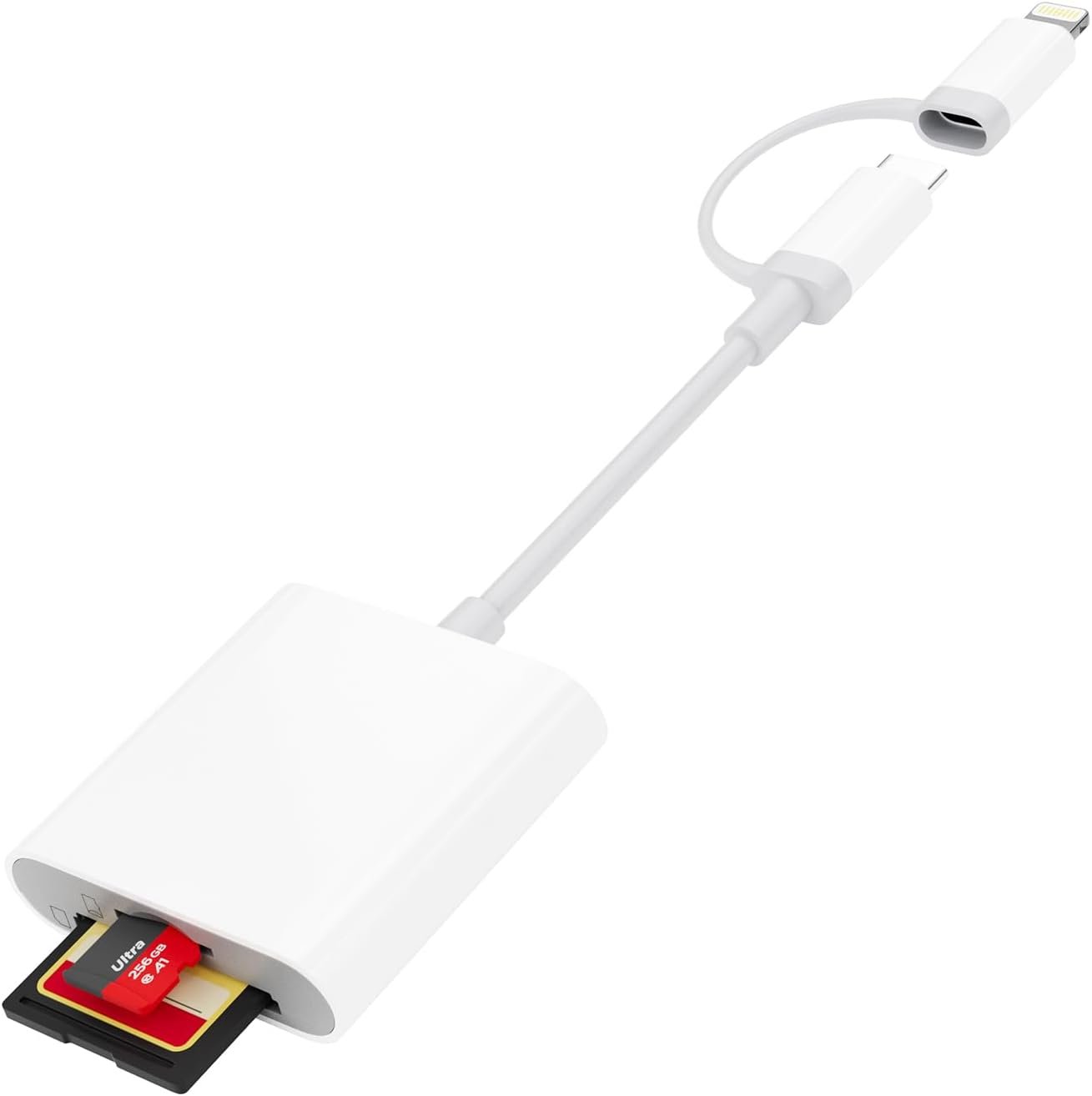 iPhone SD Card Reader, USB C to SD/Micro SD Card Reader Adapter 2 in 1 SD Card Adapter, External Memory Card Reader for iPhone 16/15/14/13, Macbook, Galaxy - Image 2