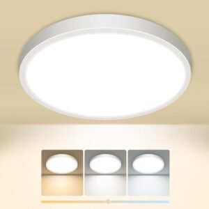 slochi Plafoniera LED, 3000 K/4000 K/6500 K IP44 Plafoniera Impermeabile, 1500 LM 15 W Plafoniera da Bagno per Camera da Letto, Cucina, Soggiorno, Balcone, Diametro 18 cm