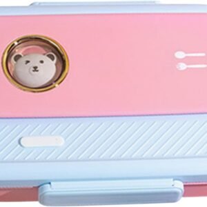 Generisch Contenitore per il pranzo in acciaio , contenitori per alimenti, 26,4 x 19,3 x 7,3 cm, comodo contenitore portatile in metallo con coperchio ermetico e scomparti, per insalata, panino