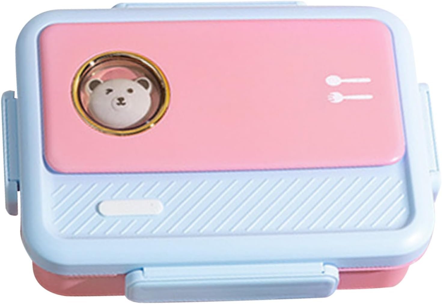 Generisch Contenitore per il pranzo in acciaio , contenitori per alimenti, 26,4 x 19,3 x 7,3 cm, comodo contenitore portatile in metallo con coperchio ermetico e scomparti, per insalata, panino