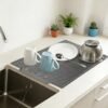 Silicone Dish Drying Mat, Eco-Friendly, Non-Slip Heat Insulation Kitchen Mat, Dish Drying Mat with Dense Drainage Grooves