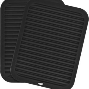 ACONDE Tappetino asciugapiatti in silicone 2 pezzi 30×23 cm, resistente al calore fino a 230 ℃, grande sottopentola in silicone per cucina, bagno, soggiorno