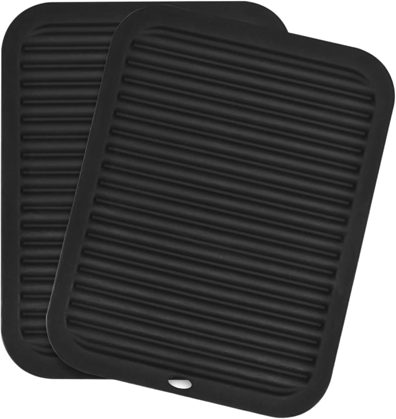 ACONDE Tappetino asciugapiatti in silicone 2 pezzi 30×23 cm, resistente al calore fino a 230 ℃, grande sottopentola in silicone per cucina, bagno, soggiorno