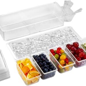 Contenitori ermetici a 5 scomparti, adatti al congelatore, contenitori per condimenti, per casa, cucina, dispensa, pasti, pranzo, snack, insalata, purea di frutta, condimenti