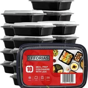 Contenitori per la preparazione dei pasti in plastica a 1 scomparto, riutilizzabili, senza BPA, con coperchi ermetici, adatti al microonde, al congelatore e alla lavastoviglie, confezione da