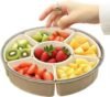 Contenitori per snack, vassoio a 6 divisori con manico con coperchio, vassoio ermetico riutilizzabile per preparare pasti, caramelle, verdure, salumi, condimenti, biscotti, macedonia, , feste