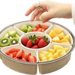 Contenitori per snack, vassoio a 6 divisori con manico con coperchio, vassoio ermetico riutilizzabile per preparare pasti, caramelle, verdure, salumi, condimenti, biscotti, macedonia, , feste