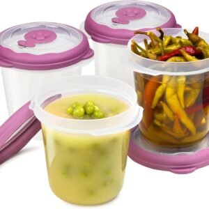 Contenitori per zuppe in plastica per congelatore da 350 ml con coperchi riutilizzabili, preparazione ermetica degli alimenti per microonde, zuppa fatta in casa, lavabili in lavastoviglie, coperchi per
