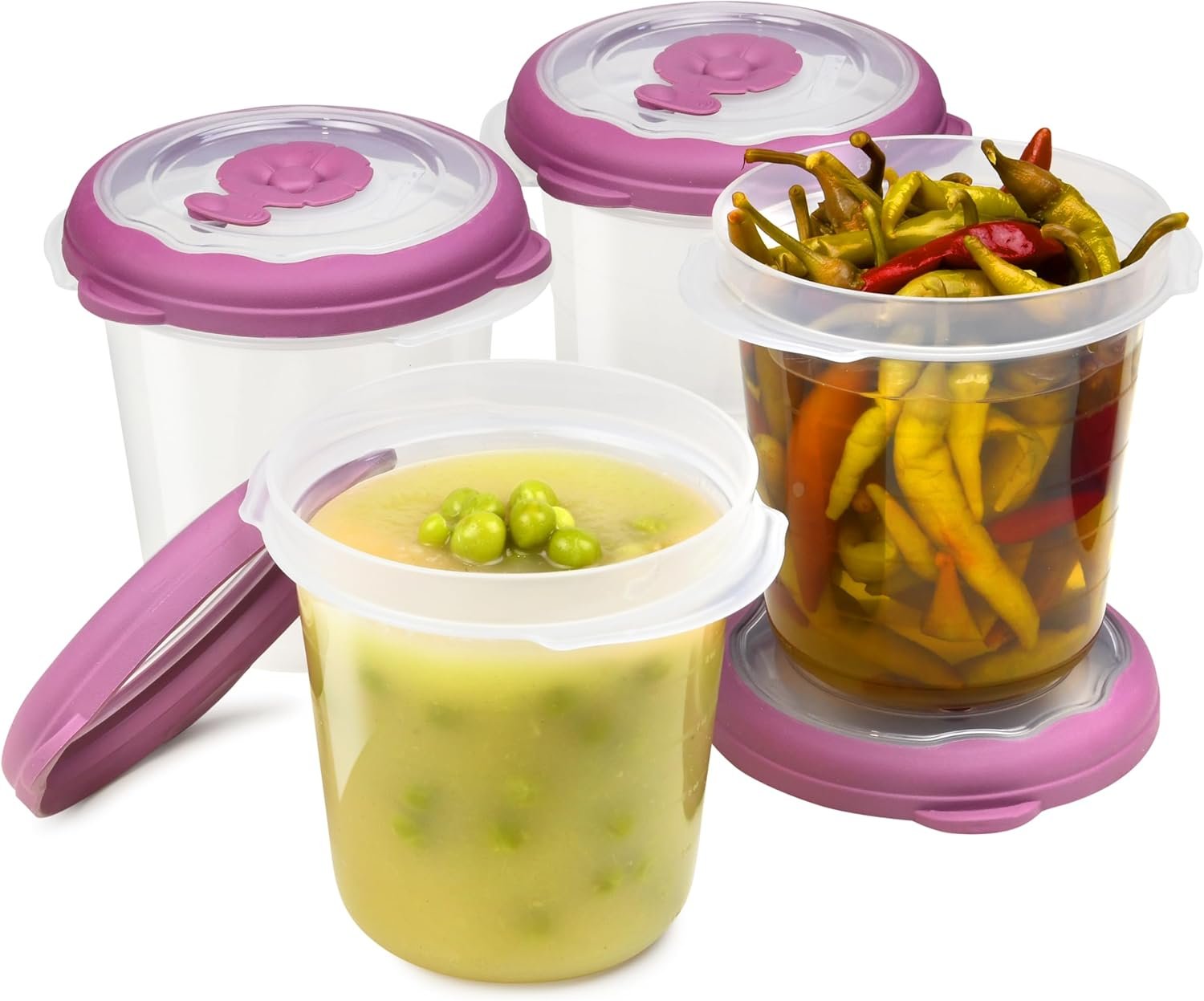 Contenitori per zuppe in plastica per congelatore da 350 ml con coperchi riutilizzabili, preparazione ermetica degli alimenti per microonde, zuppa fatta in casa, lavabili in lavastoviglie, coperchi per