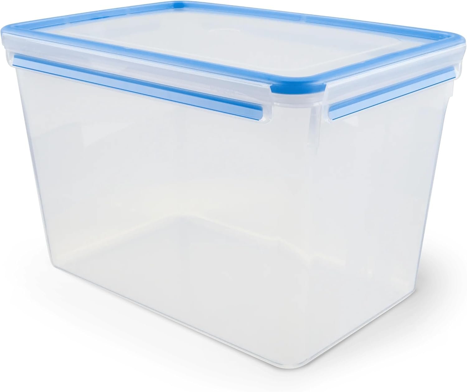 Emsa 508549 Contenitore rettangolare per alimenti con coperchio, 10,6 litri, Trasparente/Blu, Clip & Close