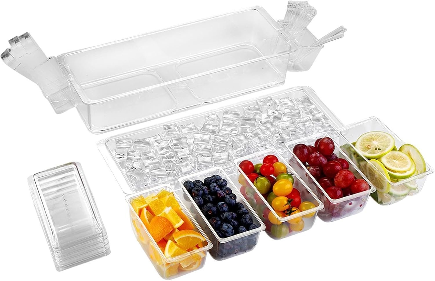 Generico Contenitori Freezer,Organizer Ermetico a 5 Scomparti,Set di Contenitori per Alimenti da Congelatore | per Casa Frigo Campeggio Pranzo Preparazione Pasti Frutta Snack