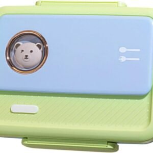 Generisch Contenitore per il pranzo in acciaio , contenitori per alimenti, 26,4 x 19,3 x 7,3 cm, comodo contenitore portatile in metallo con coperchio ermetico e scomparti, per insalata, panino