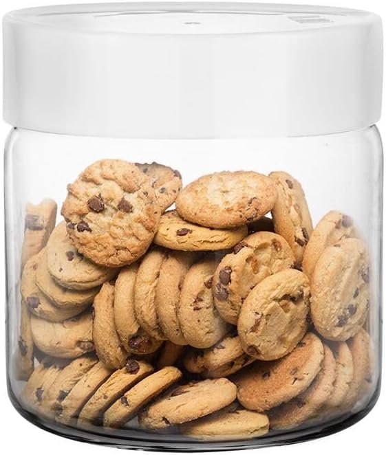 Glasmark KROSNO 1992 Set di 6 Contenitori Alimentari con Coperchio 635 ml - Barattoli in Vetro per Cucina e Dispensa - Pasta Cereali Riso Farina - Trasparente Resistente