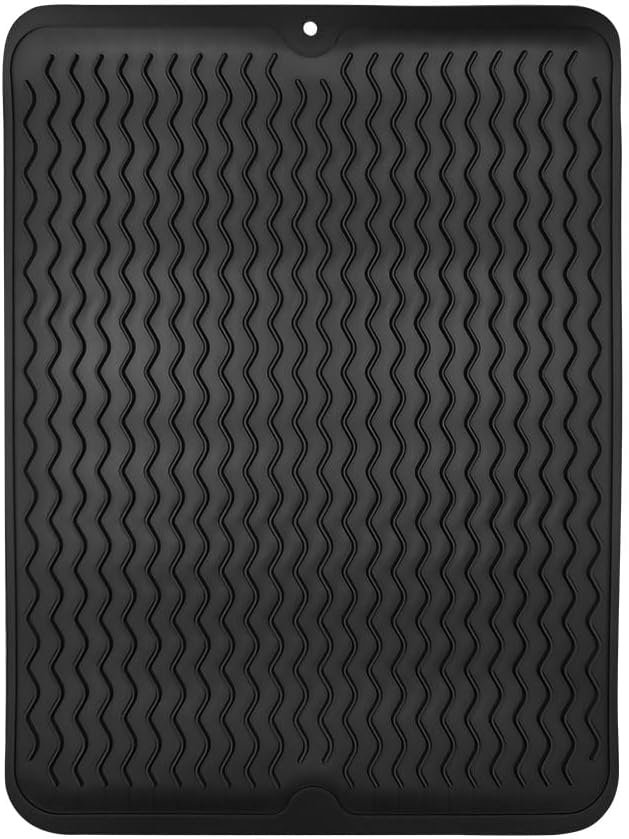 HAISHANG Tappetino scolapiatti in Silicone 40,5 x 30,5 cm, Scolapiatti da Cucina per lavello, Tappetino Antiscivolo Resistente al Calore