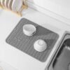 Kitchen Counter Silicone Dish Drainer Mat, Non-Slip Silicone Easy Clean Mat Multipurpose Sink Fridge Drawer Mat 16x12 Inch, Grey