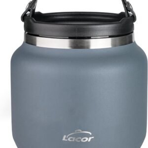 LACOR - 62670 - Thermos per Cibo Caldo Eira, 700 ml, Acciaio Inox 18/10, Doppia Parete, Ermetico, Mantiene la Temperatura, Bocca Extra Larga con Maniglia, Thermos Portatile, Senza BPA, Argento