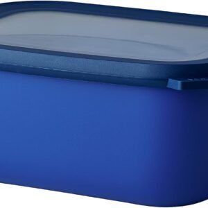 Mepal - Ciotola multipla rettangolare Cirqula - Contenitori in plastica con coperchio - Adatto come contenitore ermetico per frigorifero, microonde, congelatore - Ciotole da cucina - 1500 ml - Blu vivido