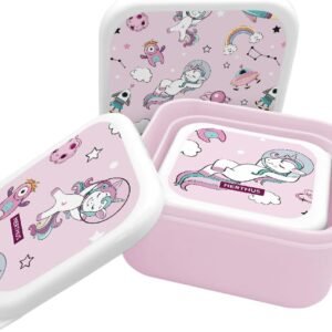 NERTHUS FIH 1326 Set di contenitori per il pranzo da calcio tripli impilabili per bambini, 3 contenitori, senza BPA, ideali per la scuola