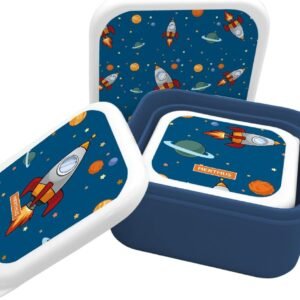 NERTHUS FIH 1328 Set di contenitori per il pranzo tripli impilabili per bambini, 3 contenitori, senza BPA, ideali per la scuola
