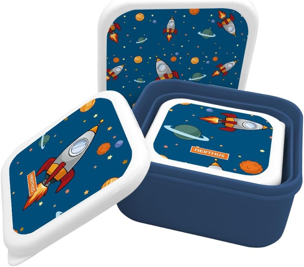 NERTHUS FIH 1328 Set di contenitori per il pranzo tripli impilabili per bambini, 3 contenitori, senza BPA, ideali per la scuola