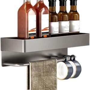 Porta Spezie Per Cucina, Mensole Da Muro Design Moderne, Portaspezie Da Parete Con Porta Rotolo Da Cucina E Gancio Porta Spezie Da Appendere Per Cucina Per Cucina, Bagno Cassettiera E Altro(40cm (15.7