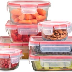 Pyrex Freshlock 7 Piece Glass Food Storage Containers, (1, 2, 4 Cups) Airtight and Leak-proof, BPA Free, Meal Prep Container Set, Freezer Safe
