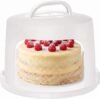 Relaxdays Contenitore Torte, Extra Alto, Fino a 10 kg, ermetico, con Manico, HxD 22 x 30,5 cm, Bianco