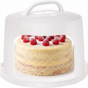Relaxdays Contenitore Torte, Extra Alto, Fino a 10 kg, ermetico, con Manico, HxD 22 x 30,5 cm, Bianco
