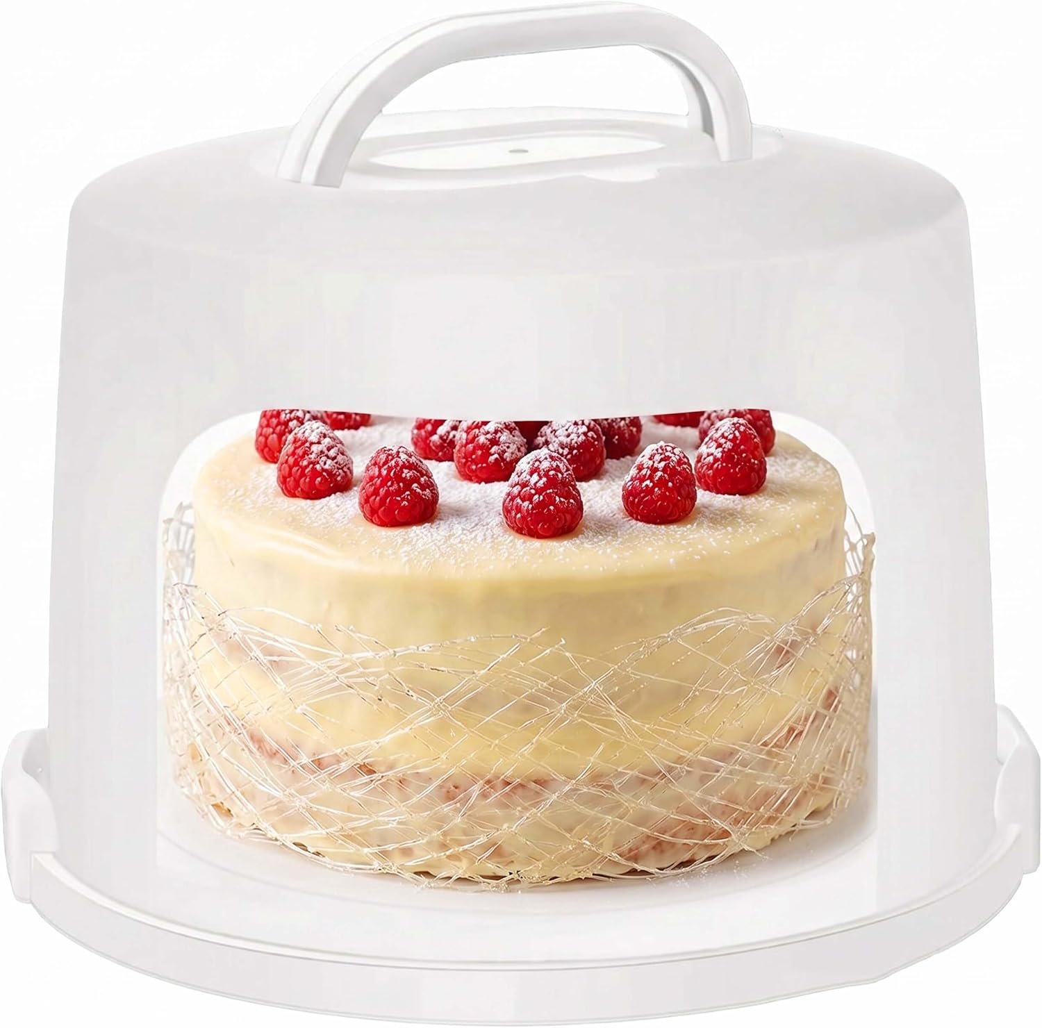 Relaxdays Contenitore Torte, Extra Alto, Fino a 10 kg, ermetico, con Manico, HxD 22 x 30,5 cm, Bianco