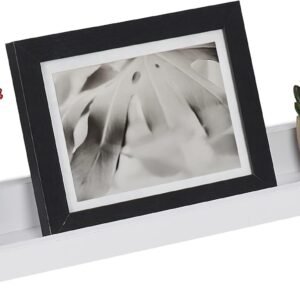 Relaxdays Mensola da Parete Slim, L: 48 cm, Mensola da Parete, Portaspezie da Cucina, Portafoto, Libri, Soggiorno, Bianco