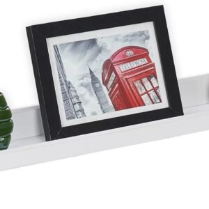Relaxdays Mensola da Parete Slim, L: 80 cm, Mensola da Parete, Portaspezie da Cucina, Portafoto, Libri, Soggiorno, Bianco