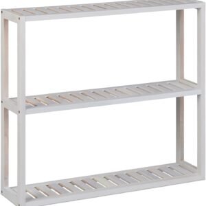 Relaxdays Mensola da Parete in Legno di Noce con 3 Ripiani, HLP: 54 x 60 x 15 cm, Portaspezie in Cucina, Bianco