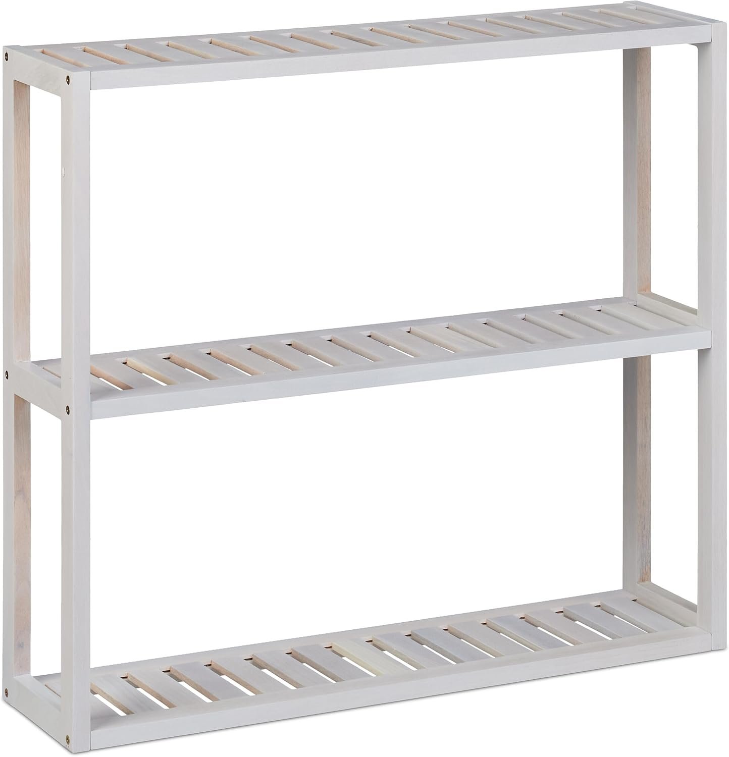 Relaxdays Mensola da Parete in Legno di Noce con 3 Ripiani, HLP: 54 x 60 x 15 cm, Portaspezie in Cucina, Bianco