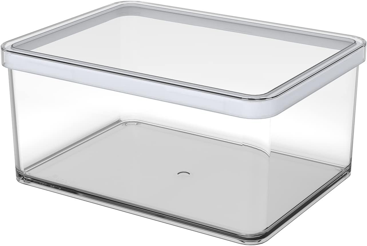 Rotho Loft Scatola Rettangolare con Coperchio e Guarnizione, Plastica Senza BPA (SAN), Trasparente/Bianco, 2,25 L, 20 x 15 x 9,7 cm