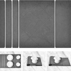 Scolapiatti 60 x 40 cm | Tappetino scolapiatti pieghevole in diatomite | Assorbe il 150% del proprio peso | 3 in 1 (pavimento/metà/supporto) | Asciugatura rapida