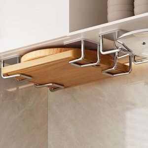 Set of 4 Stainless Steel Storage Shelves - Dish Drainer Rack for Kitchen Sink, Bath Sponge Holder and Cleaning Sponge Hooks, Multifunctional Home Organizer